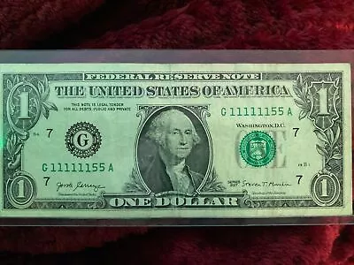 Fancy Serial Number 1 Dollar Bill 6 Of A Kind Binary Six 1s Two 5s 2017 *Rare* • $55