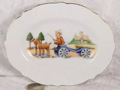 Unbranded Featuring Oval Plate 6  Across Featuring Boy Riding Horses Miniature • £2