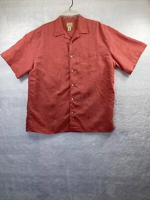 Jos. A. Bank Men's XL Cuban Shirt Salmon Short Sleeve Button Up 1 Pocket • $12.97