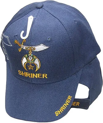 Shriner Emblem NAVY BLUE With Shadow Embroidered Cap Hat Masonic • $12.88