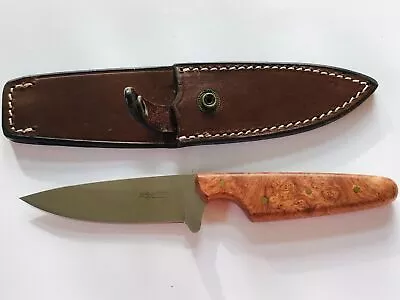 Fox Knives Italy Fixed Blade Knife Dark Wood Leather Sheath Vintage Discontinued • $261.16