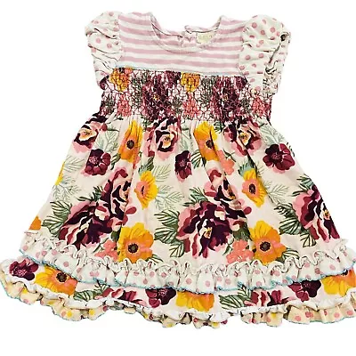 Matilda Jane Infant Girls Floral Tea Time Dress Size 12-18 Months Purple • $15