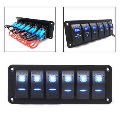 6 Gang BLUE LED Rocker Switch Control Panel Circuit Charger Car Race Boat Marine • $42.29