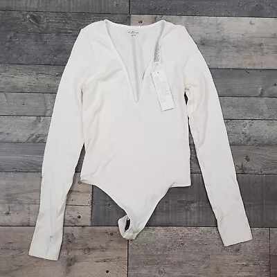 $28.01 • Buy Urban Outfitters Josie Bodysuit Top Small 8 10 White Long Sleeves Basics BNWT