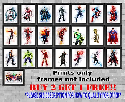 Marvel Avengers DC Superhero's Children's Bedroom Wall Poster Print  A5 A4 A3 • £9