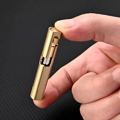 Mini Pocket Brass Bolt Action Ball Pen W/ 2pcs Refills Outdoor Camping EDC Tool • $12.46