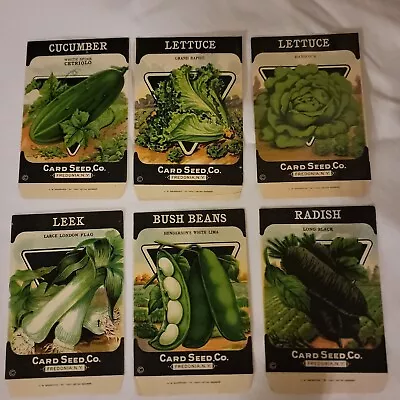 Lot Of 6 Antique Vintage Card Seed Co. Packet Pack Fredonia NY  Vegetables  • £23.75