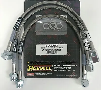 Russell 692080 Stainless Steele Brake Hose Kit Firebird Camaro Chevelle GTO Nova • $90