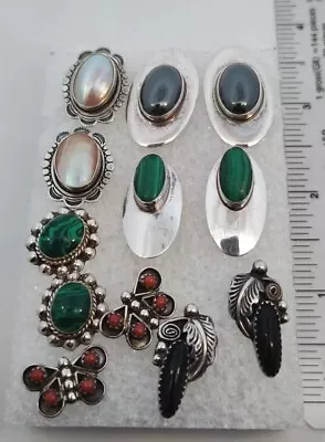 Lot Of 6 Pair Sterling Silver Native American Or Southwestern Stud Earrings • £31.31