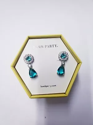 Ring Bomb Party Elegance Found Earrings Lab Created Dark Aquamarine • $15