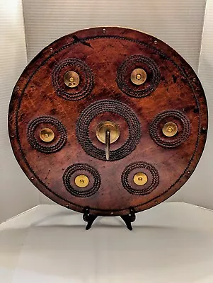 Contemporary Medieval Style Celtic Shield Leather & Brass 6  Spike & Copper Edge • $150
