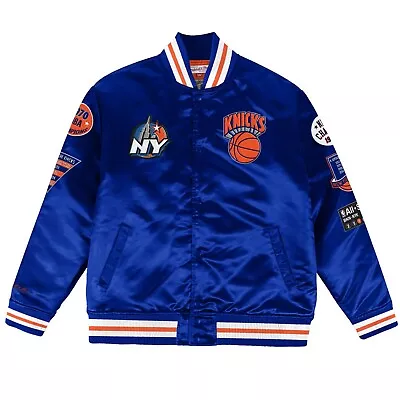 New York Knicks Mitchell & Ness CHAMP CITY SPARKLE SATIN NBA Jacket - Royal • $175