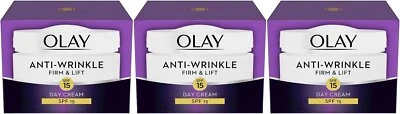 3 X Olay Anti-Wrinkle Firm & Lift SPF 15 Anti-Ageing Day Cream Moisturiser 50ml • £23.16