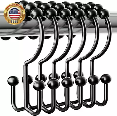 Shower Curtain Hooks Rings Sturdy Shower Curtain Hooks Rings Rust Proof Metal D • $9.40