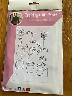 £9.99 • Buy Crafting With Josie Floral With Vases Set Of 10 Stamps -Used