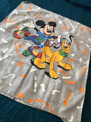 VTG Childrens Disney RARE Fabric Mickey & Pluto On Grey Duvet 28  X 32  • $79