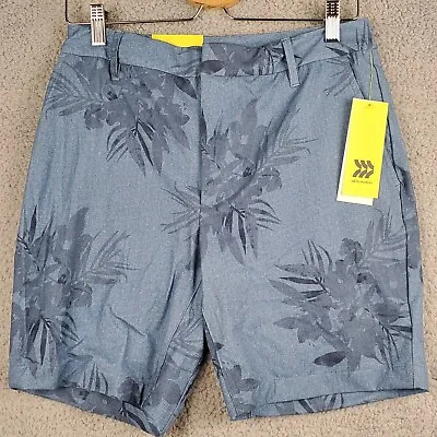 All In Motion Men's Shorts 30-40 Blue Navy Palm Tree Print Athletic Golf Stretch • $11.99