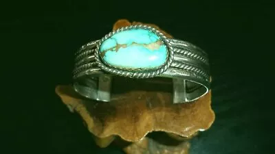 Vintage Hachita Turquoise Signed Silver Bracelet. • $299.99