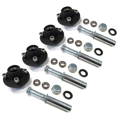 (Pack Of 4) Trailer Axle Kits With 4 On 4  Bolt Idler Hub & 1  Round BT8 Spindle • $134.99