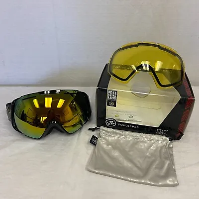 VonZipper El Kabong Snow Sport Goggles Gloss Black W/ Gold Chrome Lens *DISPLAY* • $111