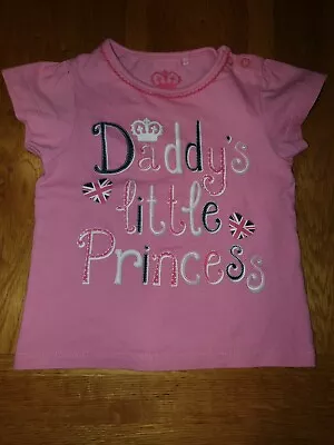 TU Pink Short Sleeve 'Daddy's Little Princess' T-shirt 100% Cotton - 9-12 Months • £2.99