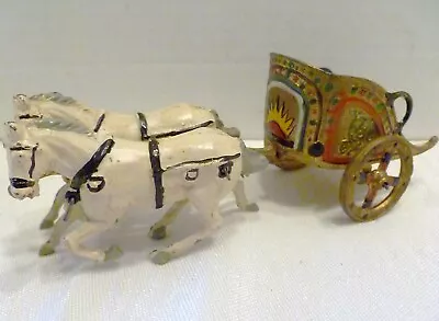 VINTAGE Cast Lead J. HILL & CO England ROMAN CHARIOT Horses Figurine • $49.99