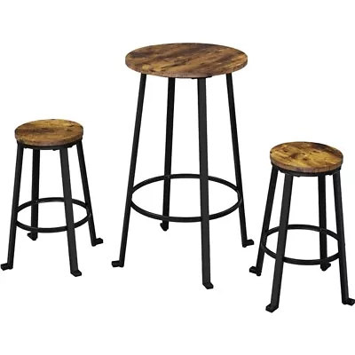 Bar Table Set 3-Piece Round Pub Table Set Bar Table And Bar Stools Set Of 2  • $59.99