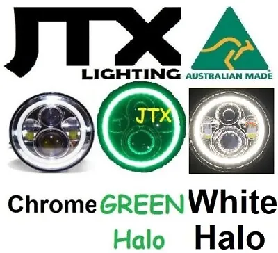 1pr Chrome JTX 7  LED Headlights GREEN And WHITE International Scout 80 800  • $307.79