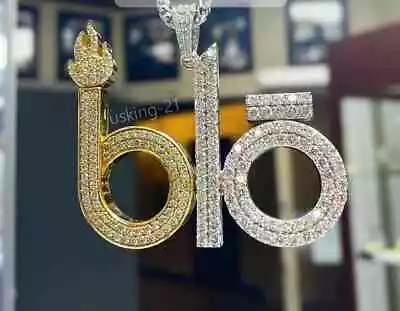10Ct Simulated Diamond Men's ''BIO'' Pendant 925 Silver Gold Plated • $364.49