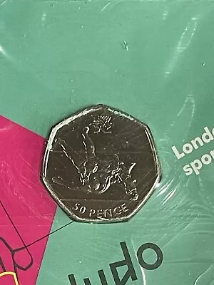 2012 London Olympic JUDO 50p Coin Certified Uncirculated In Sealed Card • £9.99