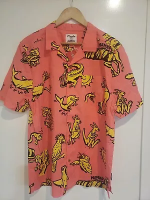 Mambo Smart Arts Pink And Yellow Mens Size L Short Sleeved Shirt Australian • $89.99