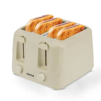 Beige 4 Slice Toaster Family Size 1400W With Variable Browning Control • £22.99