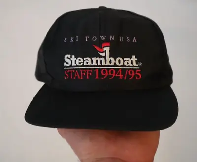 Vintage 90s Men Steamboat Colorado Ski Town Hat Staff 94/95 Snapback Black Adult • $22.99