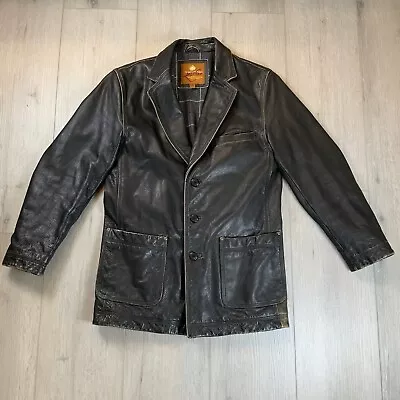 VTG The Territory Ahead Leather Jacket WOOL  FLANNEL LINED Heavy Men's MEDIUM • $86.99