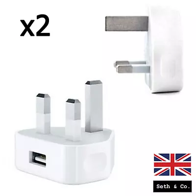 2 X USB Wall Charger Plug Socket 3 Pin UK Power Adapter AC Universal Fit • £7.99