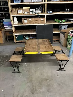 Vintage 1970'S Folding Handy Picnic Table & Chair Set Milwaukee Stamping Co. • $143.99