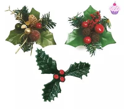£2.98 • Buy Christmas Holly Cake Decoration Topper Berries Baking