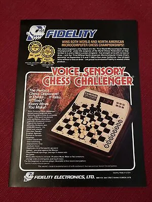 Voice Sensory Chess Challenger By Fidelity Electronics 1980 Print Ad • $6.95