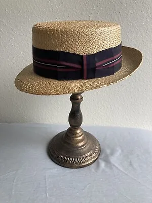 Vtg Cavanagh Straw Panama Boater Hat Mens 6 7/8 - Made In Italy • $85