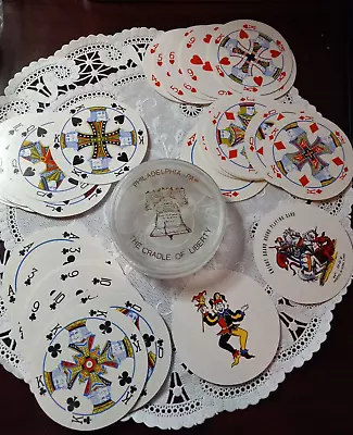 Vintage Knight 3  Round Playing Cards Complete Set  RED Floral- 007- Hong Kong • $7