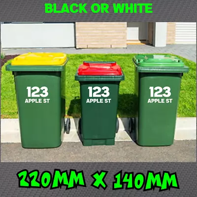 Custom Wheelie Bin House Number And Street Name Sticker Decal Rubbish Sign Vinyl • $5.90