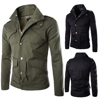 Hot  Men's Slim Fitting Jacket Stand Collar Jacket Multi Color Large M~4XL • $33.58