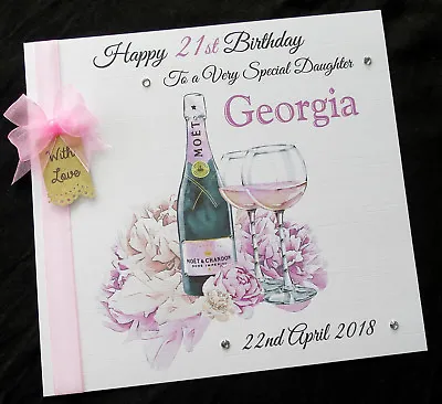 Large 8  Personalised Champagne Birthday Card Daughter Sister Niece Friend • £6.79