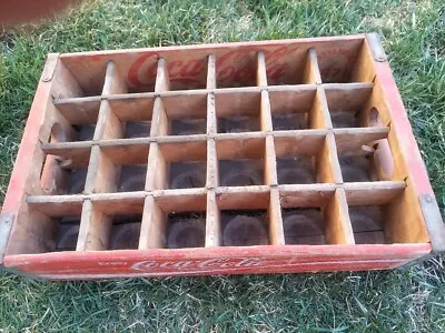 Vintage Coca-Cola Coke Red Wood 24 Bottle Crate Wooden Carrier 1971 Chattanooga • $50