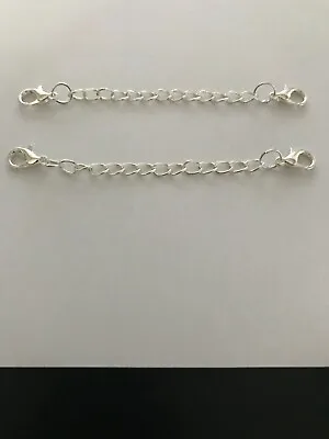 2 X Double Clasp 70mm Silver Plated Extender Safety Chain Necklaces Chokers • £2.99