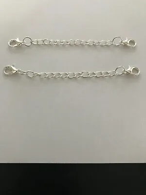 4 X Double Clasp 70mm Silver Plated Extender Safety Chain Necklaces Chokers • £3.30