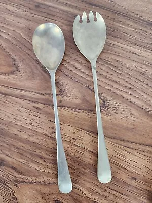 Pair Of VTG EPNS Silver Salad Spoons Serving Utensils • $10.99