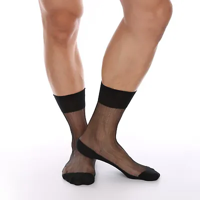 Men's Socks Formal Mid-tube Stockings Ultra Thin Breathable See-through Casual • $4.89