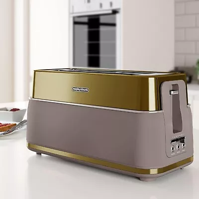MORPHY RICHARDS 4 Slice Long Slot Toaster Signature Opulent 245743 Latte & Gold • £33.95