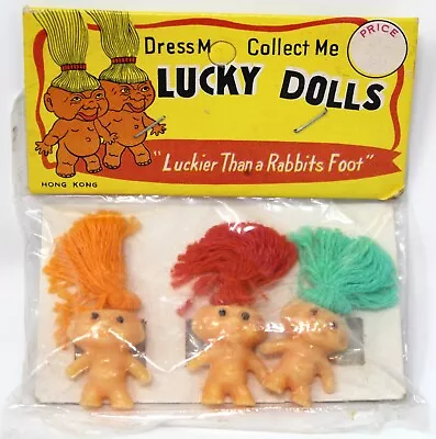 Lucky Dolls Mini Trolls 3-Pack Unopened Original Package Hong Kong Trinkets • $14.95